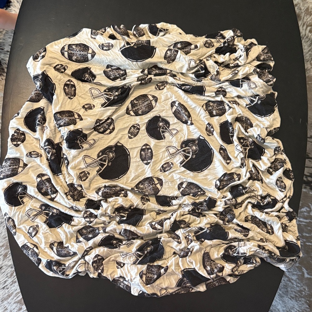 Posh Peanut Tan and White Football Print crib sheet